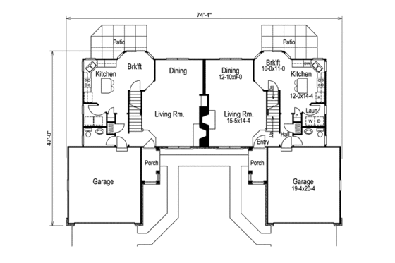 Floor Plan - Main Floor for Traditional House Plan #57-574 - 3 bed, 2.5 bath