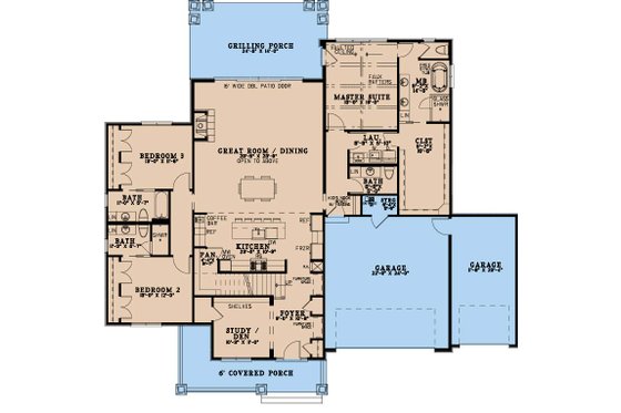 Floor Plan - Main Floor for Cottage House Plan #923-497 - 4 bed, 4.5 bath