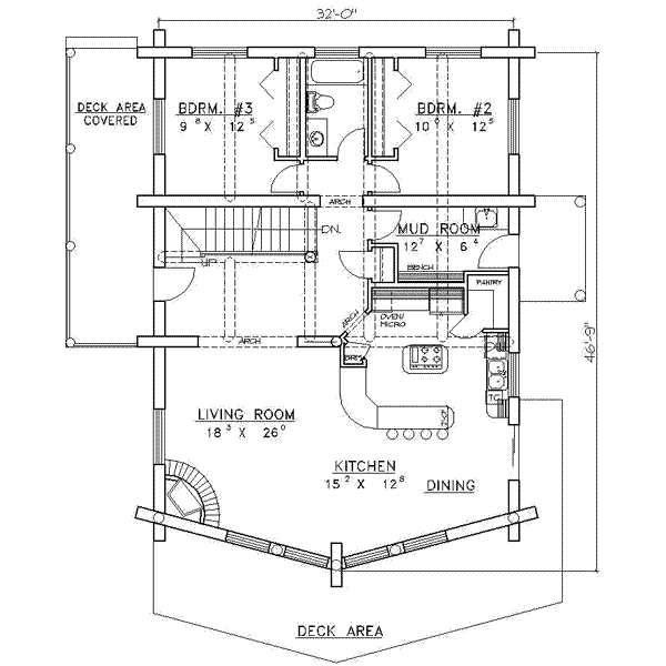 House Plan Design - Log Floor Plan - Main Floor Plan #117-398