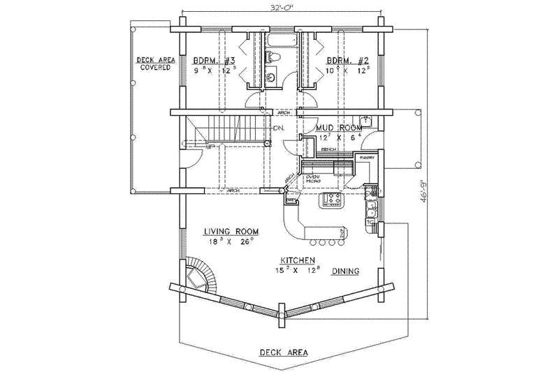 Dream House Plan - Floor Plan - Main Floor for Log House Plan #117-398 - 4 bed, 2.5 bath