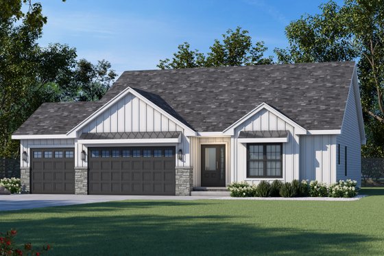 Exterior - Front Elevation 3 for Farmhouse House Plan #20-2547 - 3 bed, 2.5 bath