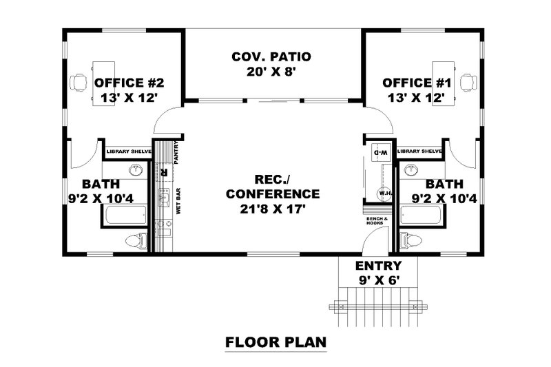 Dream House Plan - Floor Plan - Main Floor for Adobe / Southwestern House Plan #117-1031, 2 bath