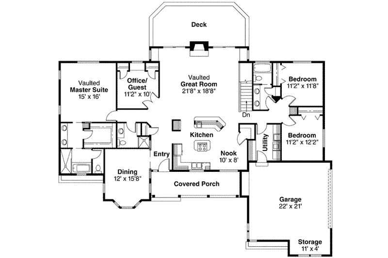 House Design - Floor Plan - Main Floor for Ranch House Plan #124-192 - 4 bed, 3 bath