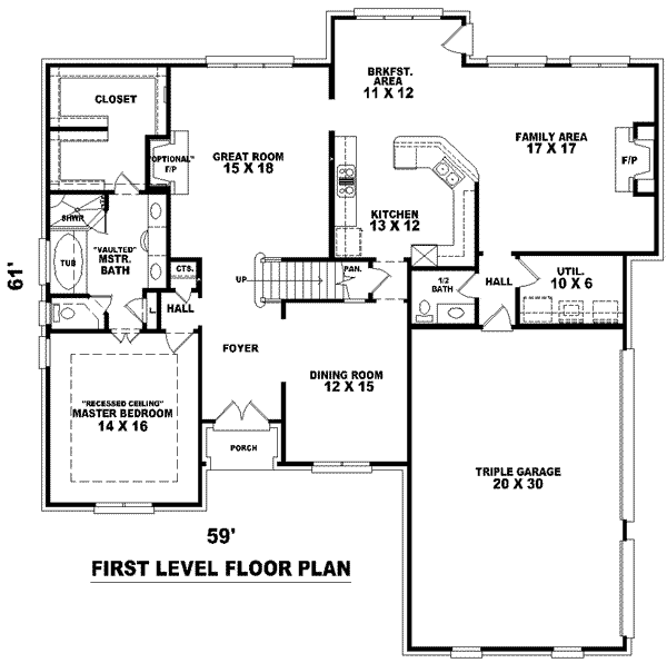 Traditional Floor Plan - Main Floor Plan #81-1042