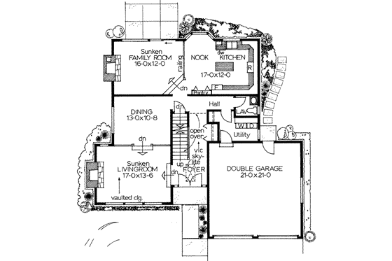Floor Plan - Main Floor for Modern House Plan #126-112 - 3 bed, 2.5 bath