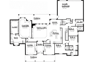 Floor Plan - Main Floor for Traditional House Plan #62-124 - 4 bed, 3 bath