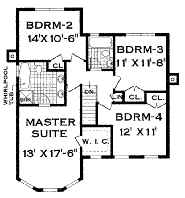 Home Plan - Traditional Floor Plan - Upper Floor Plan #3-163