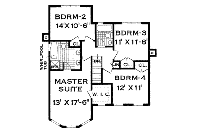 Home Plan - Floor Plan - Upper Floor for Farmhouse House Plan #3-163 - 4 bed, 2.5 bath