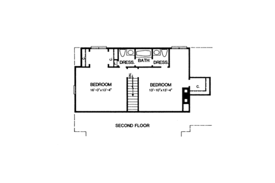 Floor Plan - Upper Floor for Country House Plan #10-243 - 3 bed, 2.5 bath