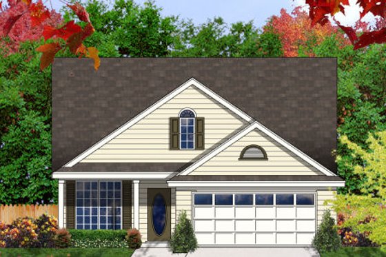 Exterior - Front Elevation for Country House Plan #62-151 - 3 bed, 2 bath
