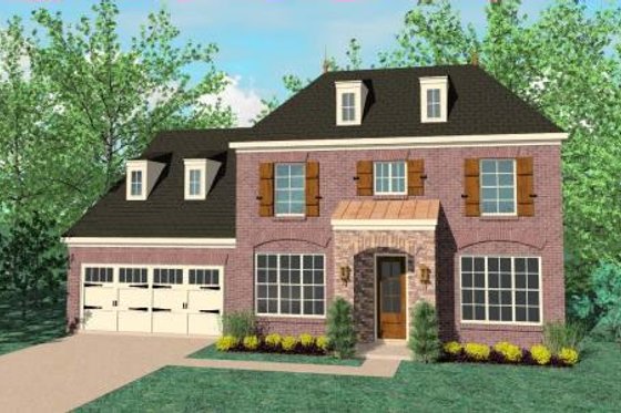 Exterior - Front Elevation for European House Plan #424-100 - 3 bed, 2.5 bath