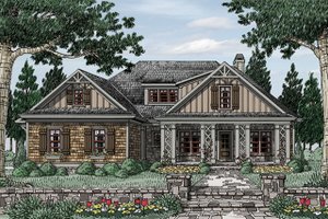 Exterior - Front Elevation 3 for Country House Plan #927-17 - 4 bed, 3 bath