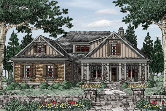 Exterior - Front Elevation 3 for Country House Plan #927-17 - 4 bed, 3 bath