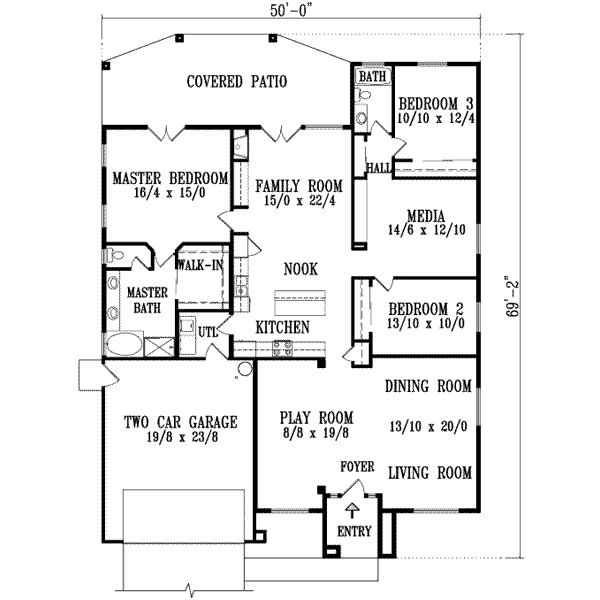 Adobe / Southwestern Floor Plan - Main Floor Plan #1-1170