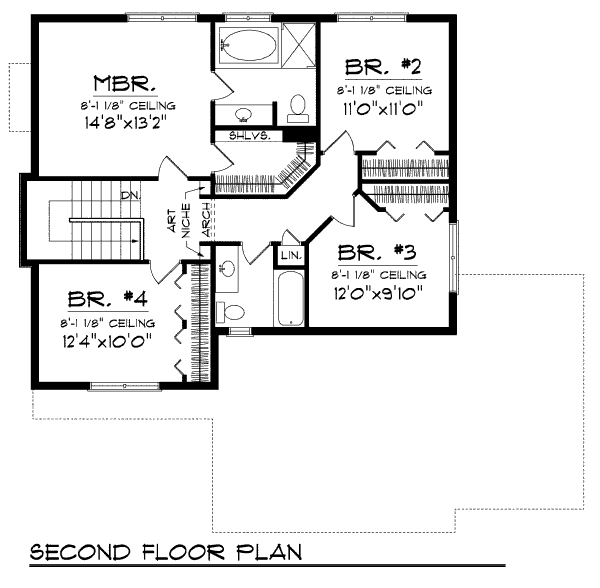 Home Plan - Traditional Floor Plan - Upper Floor Plan #70-976