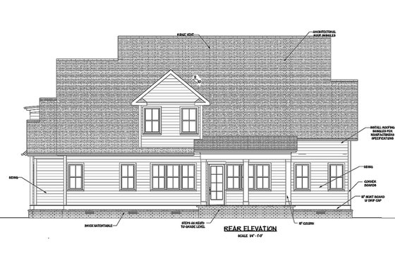 Exterior - Rear Elevation for Farmhouse House Plan #1071-8 - 5 bed, 4.5 bath