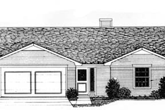 Exterior - Front Elevation for Ranch House Plan #310-568 - 3 bed, 2 bath