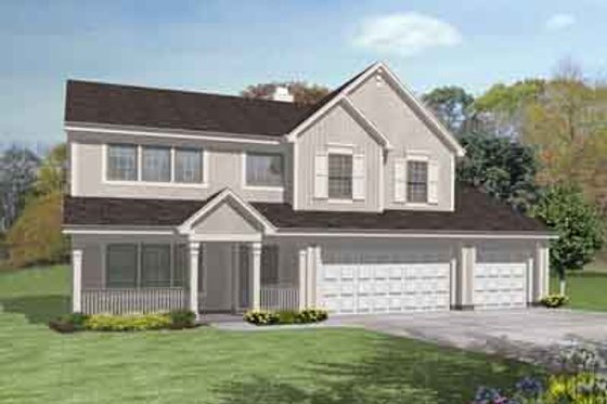 Exterior - Front Elevation for Traditional House Plan #50-240 - 4 bed, 3 bath