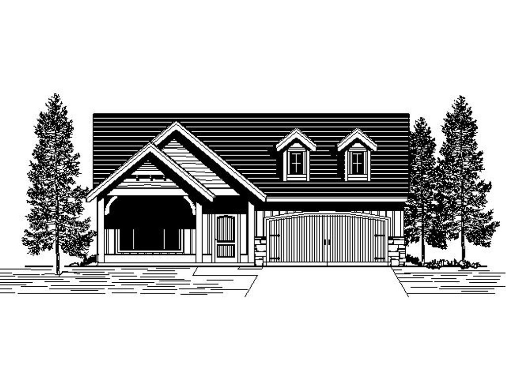Exterior - Front Elevation 2 for Craftsman House Plan #53-428 - 3 bed, 2 bath