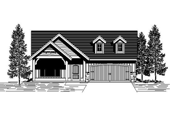 Exterior - Front Elevation for Craftsman House Plan #53-428 - 3 bed, 2 bath