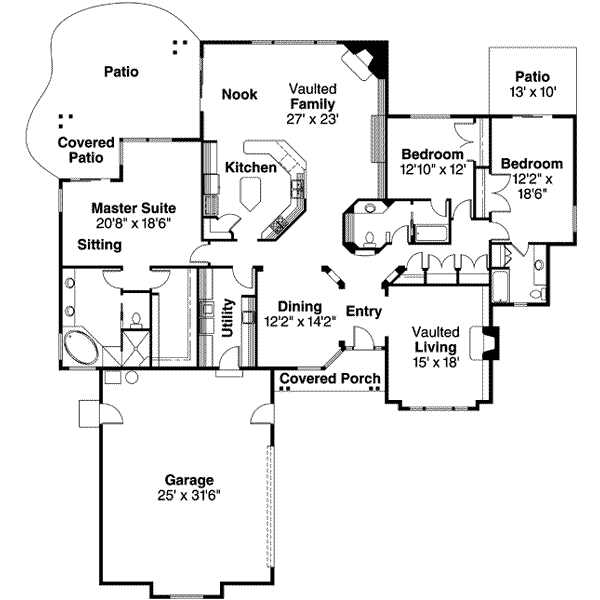 Architectural House Design - Ranch Floor Plan - Main Floor Plan #124-535
