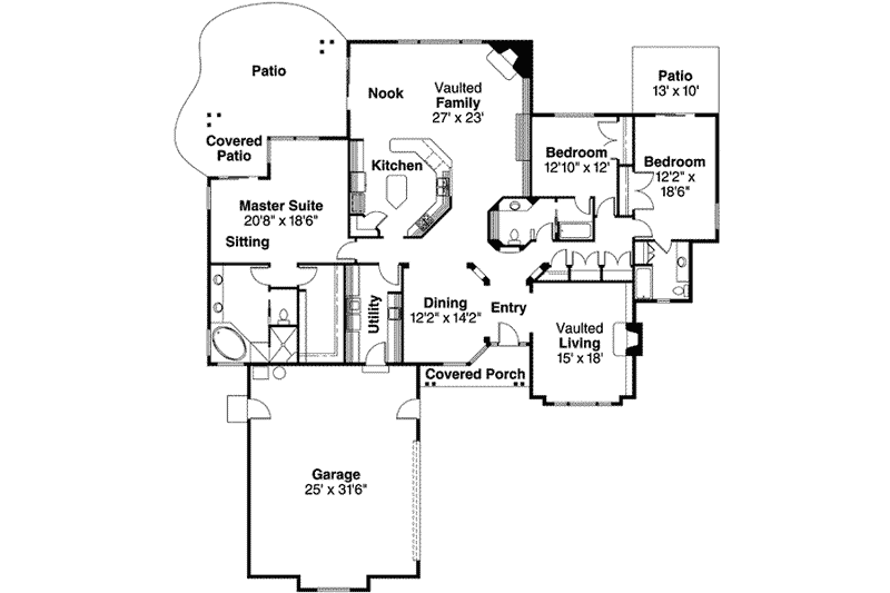 Home Plan - Floor Plan - Main Floor for Ranch House Plan #124-535 - 3 bed, 3 bath