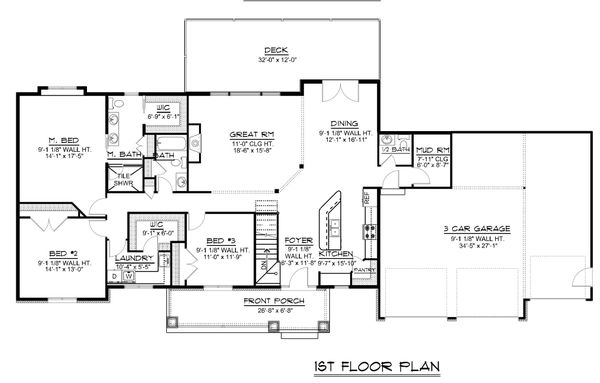 Craftsman Floor Plan - Main Floor Plan #1064-59