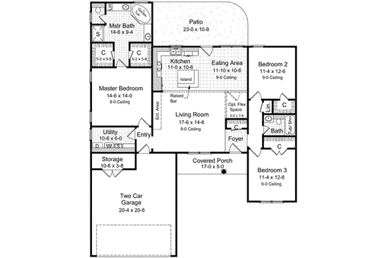 Floor Plan - Main Floor for Traditional House Plan #21-159 - 3 bed, 2 bath