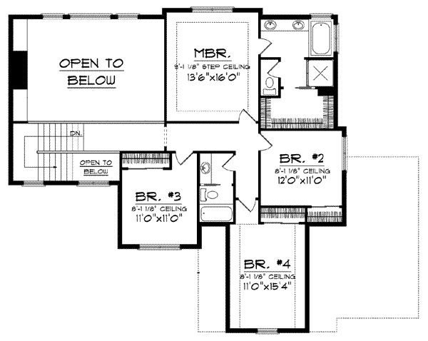 Dream House Plan - Traditional Floor Plan - Upper Floor Plan #70-841