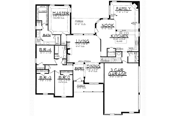 Floor Plan - Main Floor for European House Plan #62-138 - 4 bed, 2.5 bath