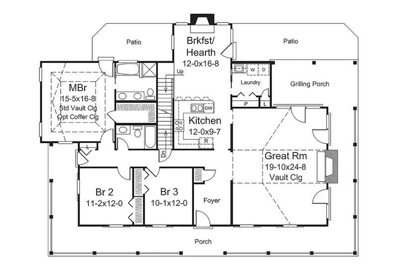 House Blueprint - Floor Plan - Main Floor for Country House Plan #57-641 - 3 bed, 3 bath