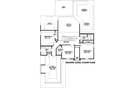 Floor Plan - Upper Floor for European House Plan #81-13757 - 4 bed, 4 bath