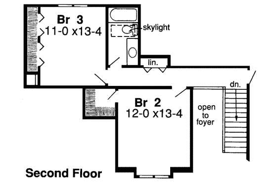 Floor Plan - Upper Floor for Traditional House Plan #312-355 - 3 bed, 2.5 bath