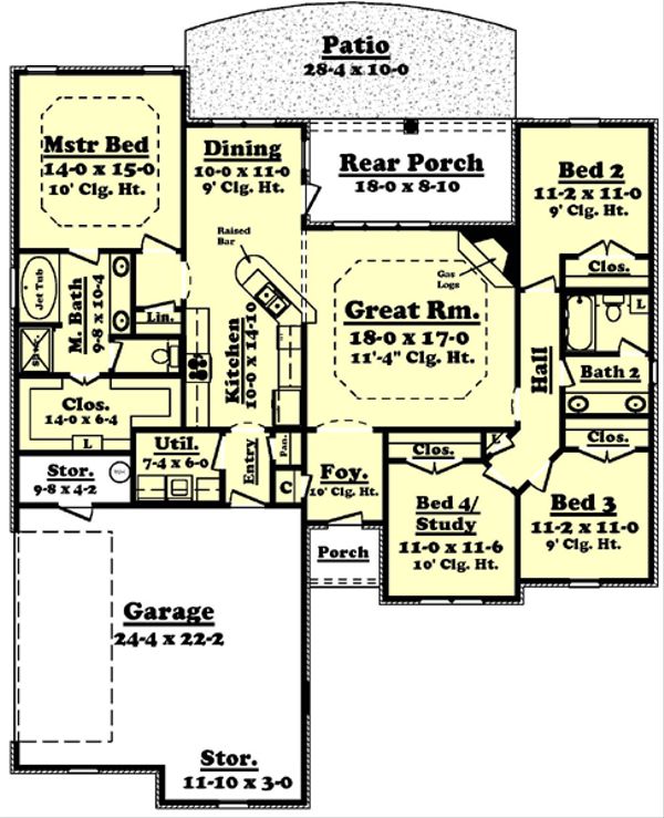 House Plan Design - Traditional Floor Plan - Main Floor Plan #430-54