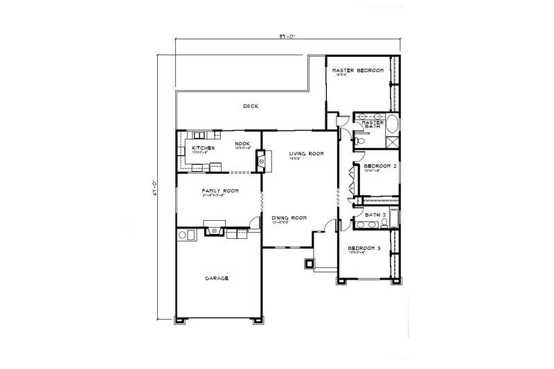 Architectural House Design - Floor Plan - Main Floor for Country House Plan #515-72 - 3 bed, 2 bath