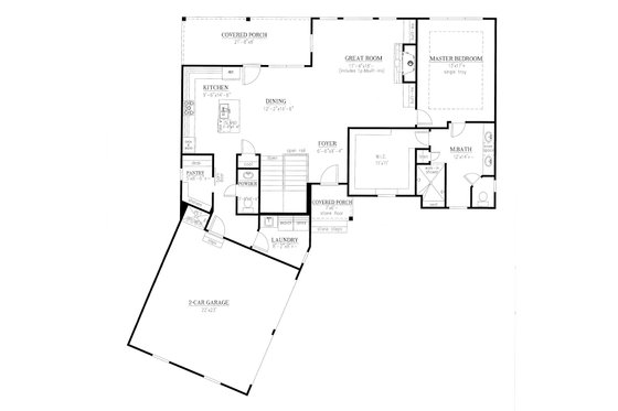 Floor Plan - Main Floor for Ranch House Plan #437-88 - 3 bed, 3.5 bath