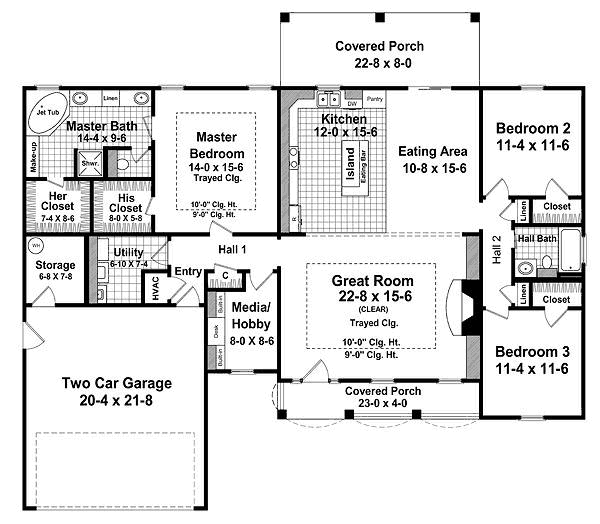 Architectural House Design - Southern Floor Plan - Main Floor Plan #21-209