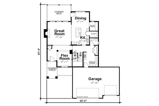 Floor Plan - Main Floor for Craftsman House Plan #20-2473 - 5 bed, 3.5 bath