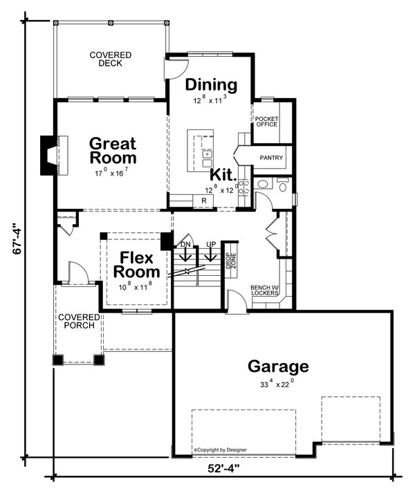 Architectural House Design - Craftsman Floor Plan - Main Floor Plan #20-2473