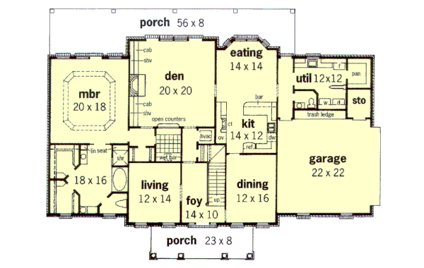 Southern Floor Plan - Main Floor Plan #16-234