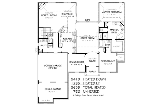 Floor Plan - Main Floor for Traditional House Plan #424-373 - 4 bed, 3.5 bath