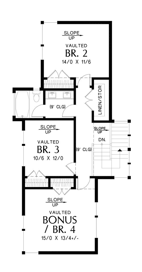 Contemporary Floor Plan - Upper Floor Plan #48-1067