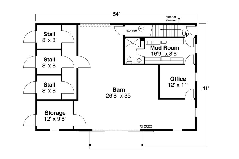 Home Plan - Floor Plan - Main Floor for Farmhouse House Plan #124-1316 - 2 bed, 3 bath