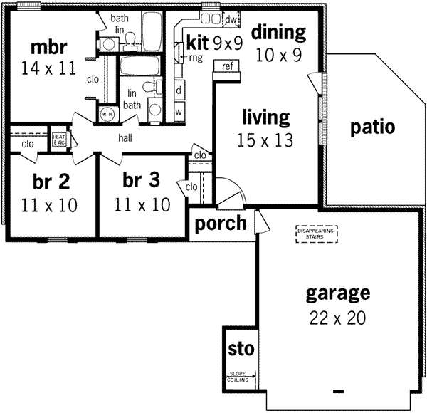 Architectural House Design - Ranch Floor Plan - Main Floor Plan #45-222