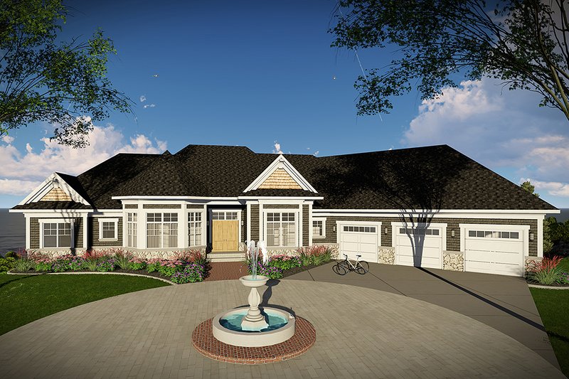 Dream House Plan - Exterior - Front Elevation for Ranch House Plan #70-1472 - 4 bed, 2.5 bath