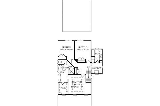 Floor Plan - Upper Floor for Farmhouse House Plan #453-2 - 3 bed, 2.5 bath