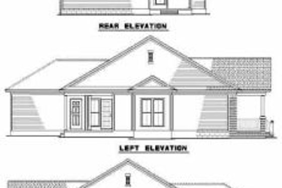 Exterior - Rear Elevation for Southern House Plan #17-436 - 3 bed, 2 bath