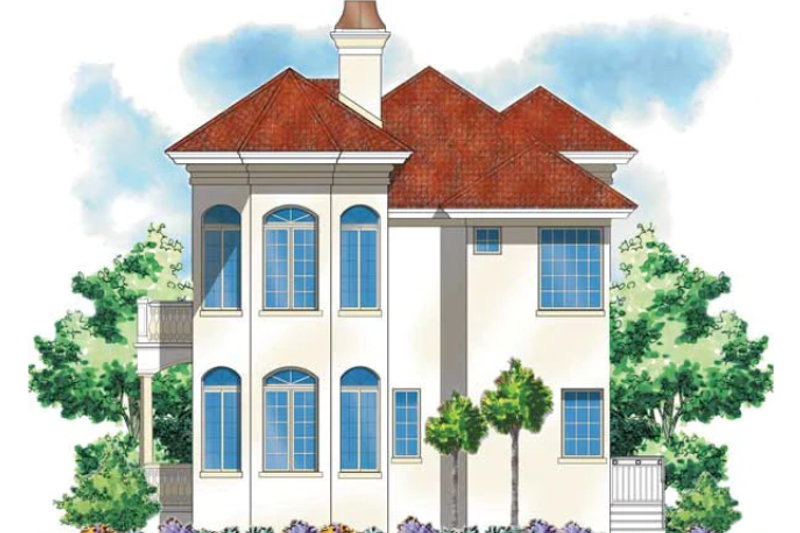 Home Plan - Exterior - Rear Elevation for Mediterranean House Plan #930-139 - 3 bed, 2.5 bath