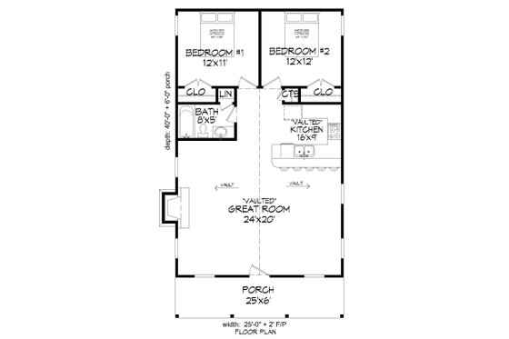 Floor Plan - Main Floor for Country House Plan #932-199 - 2 bed, 1 bath