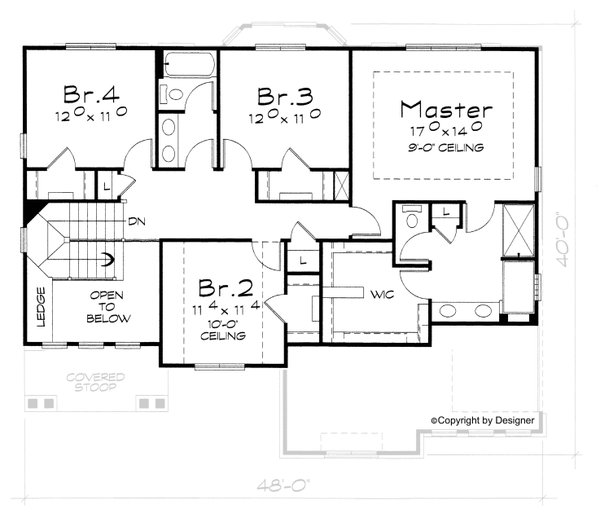 Bungalow Floor Plan - Upper Floor Plan #20-2094